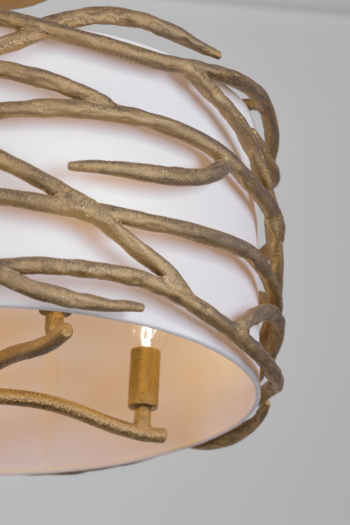 Minka Lavery Branch Reality 4-Light Ashen Gold Semi-Flush with White Shade