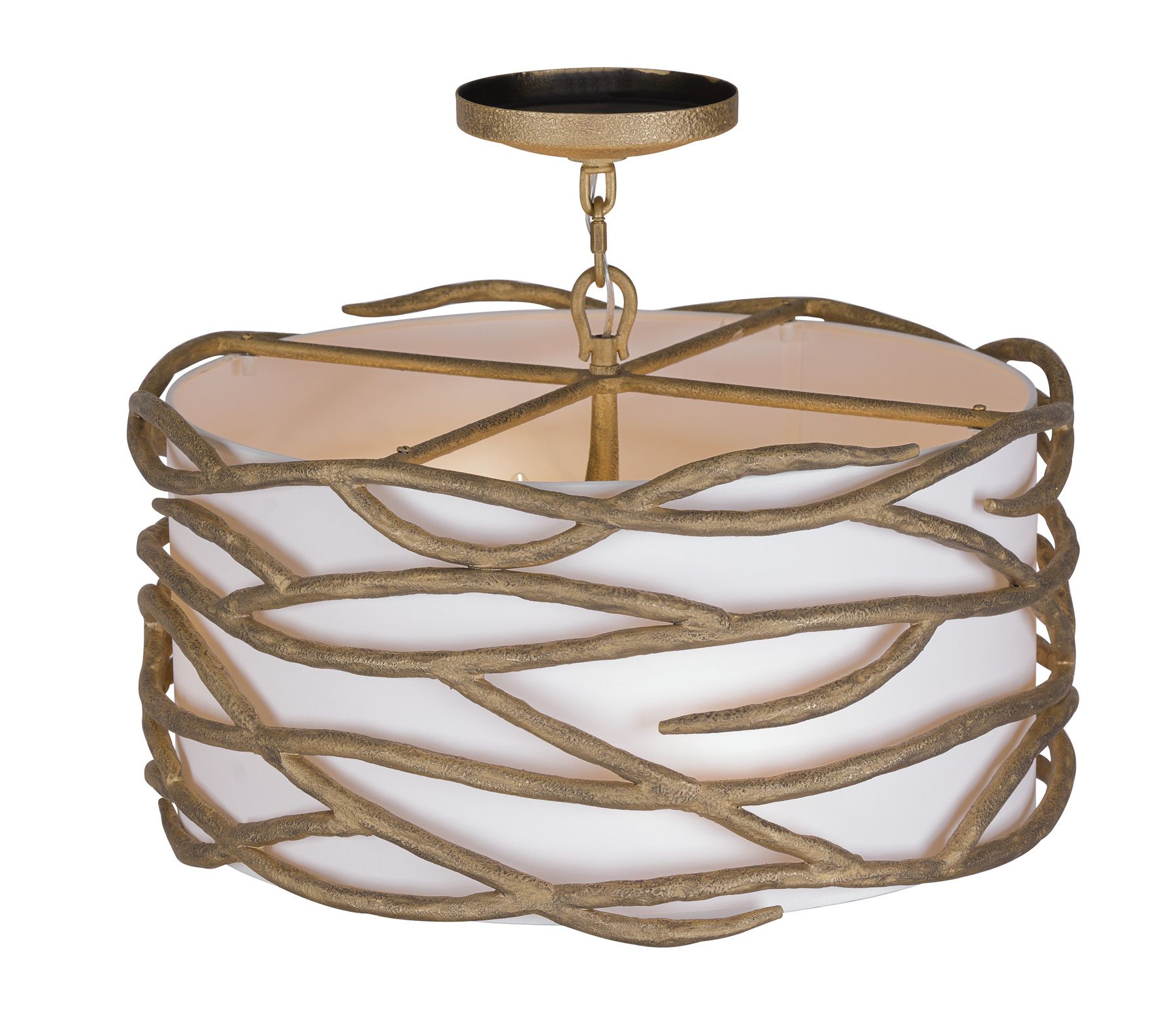 Minka Lavery Branch Reality 4-Light Ashen Gold Semi-Flush with White Shade