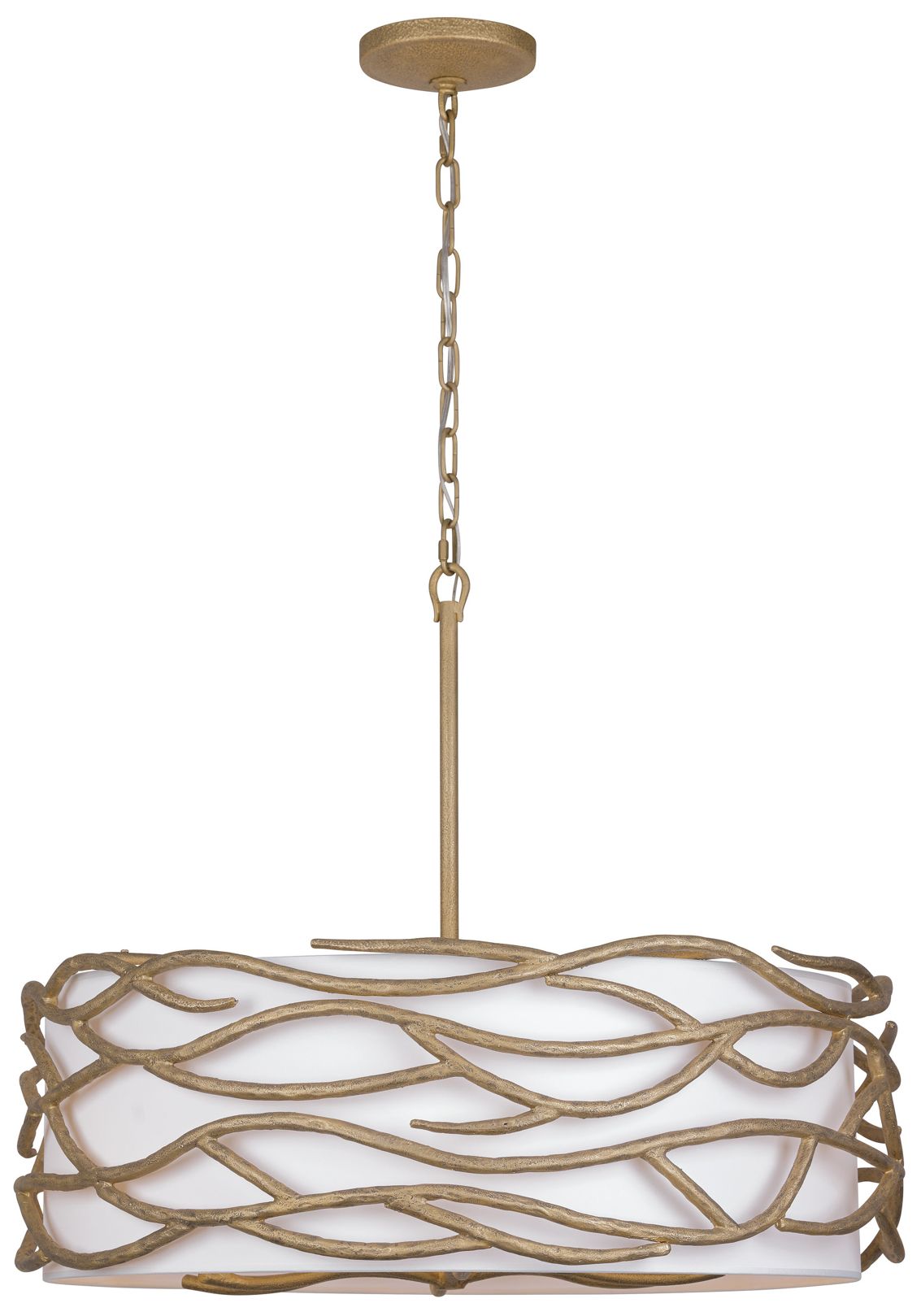 Minka Lavery Branch Reality 6-Light Ashen Gold Pendant with White Shade