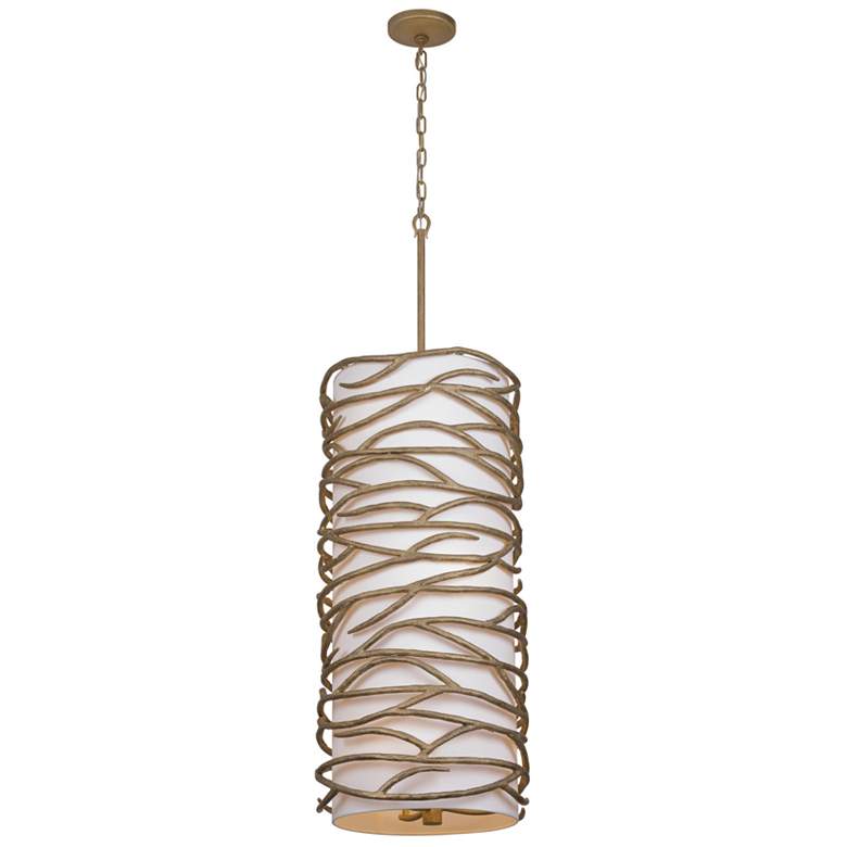 Image 1 Minka Lavery Branch Reality 9-Light Ashen Gold Pendant with White Shade