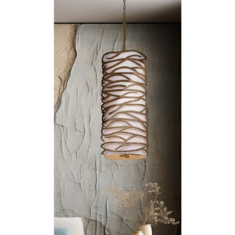 Image 2 Minka Lavery Branch Reality 9-Light Ashen Gold Pendant with White Shade more views
