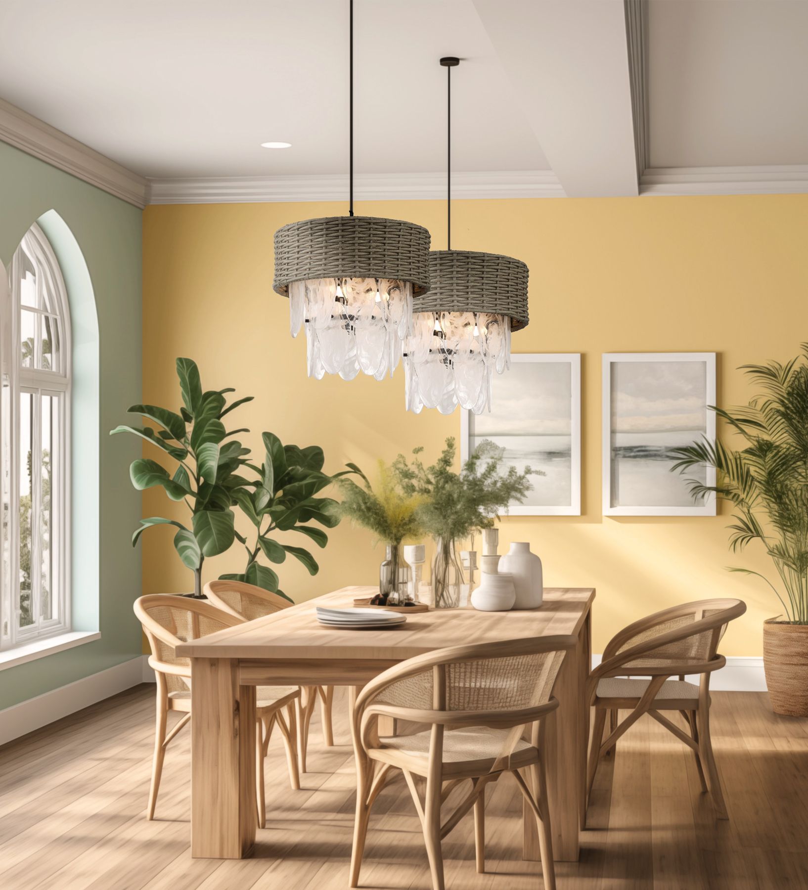 Minka-Lavery Breakers Isle 6-Light Black Semi-Flush to Pendant