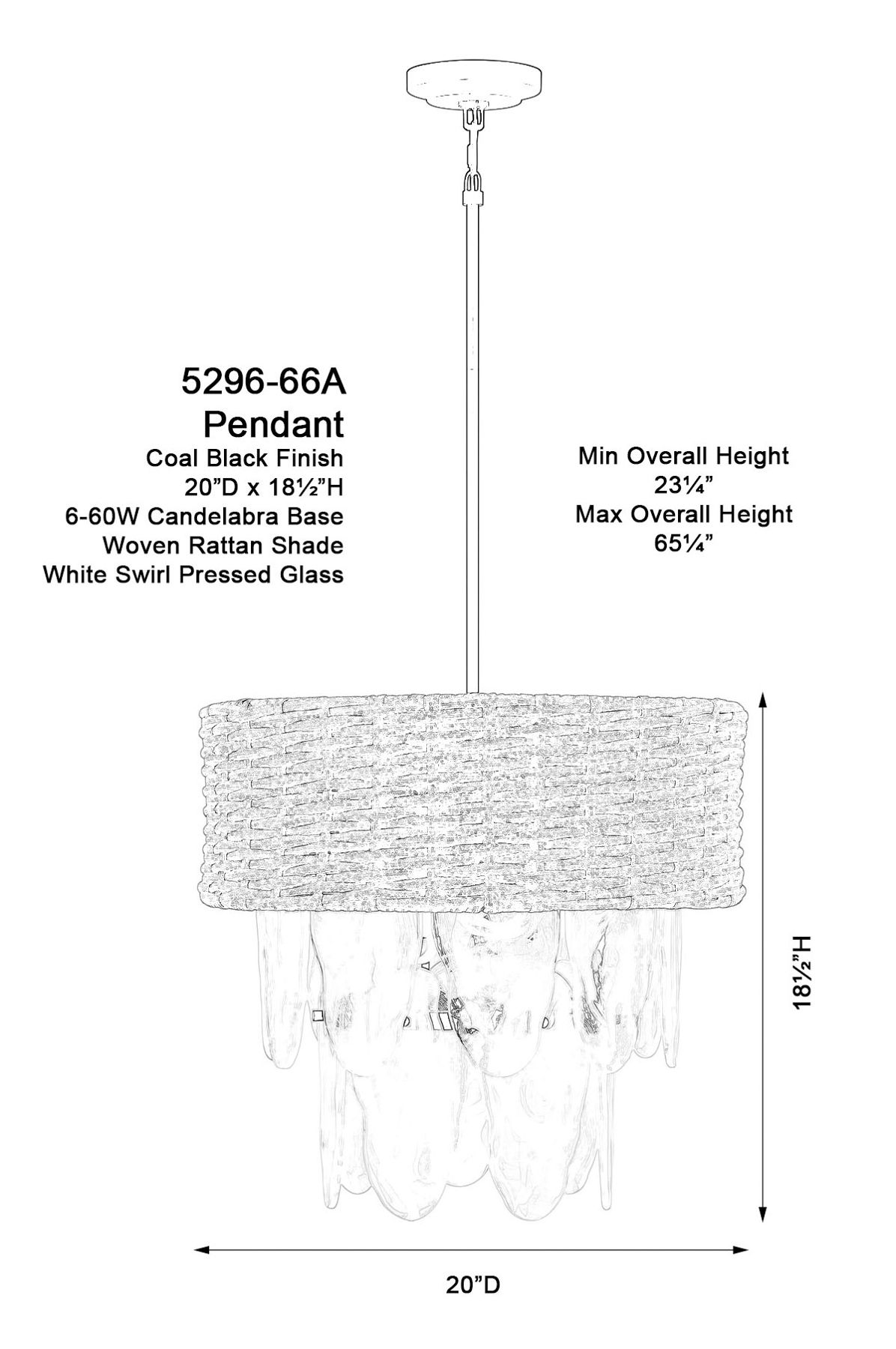 Minka-Lavery Breakers Isle 6-Light Black Semi-Flush to Pendant