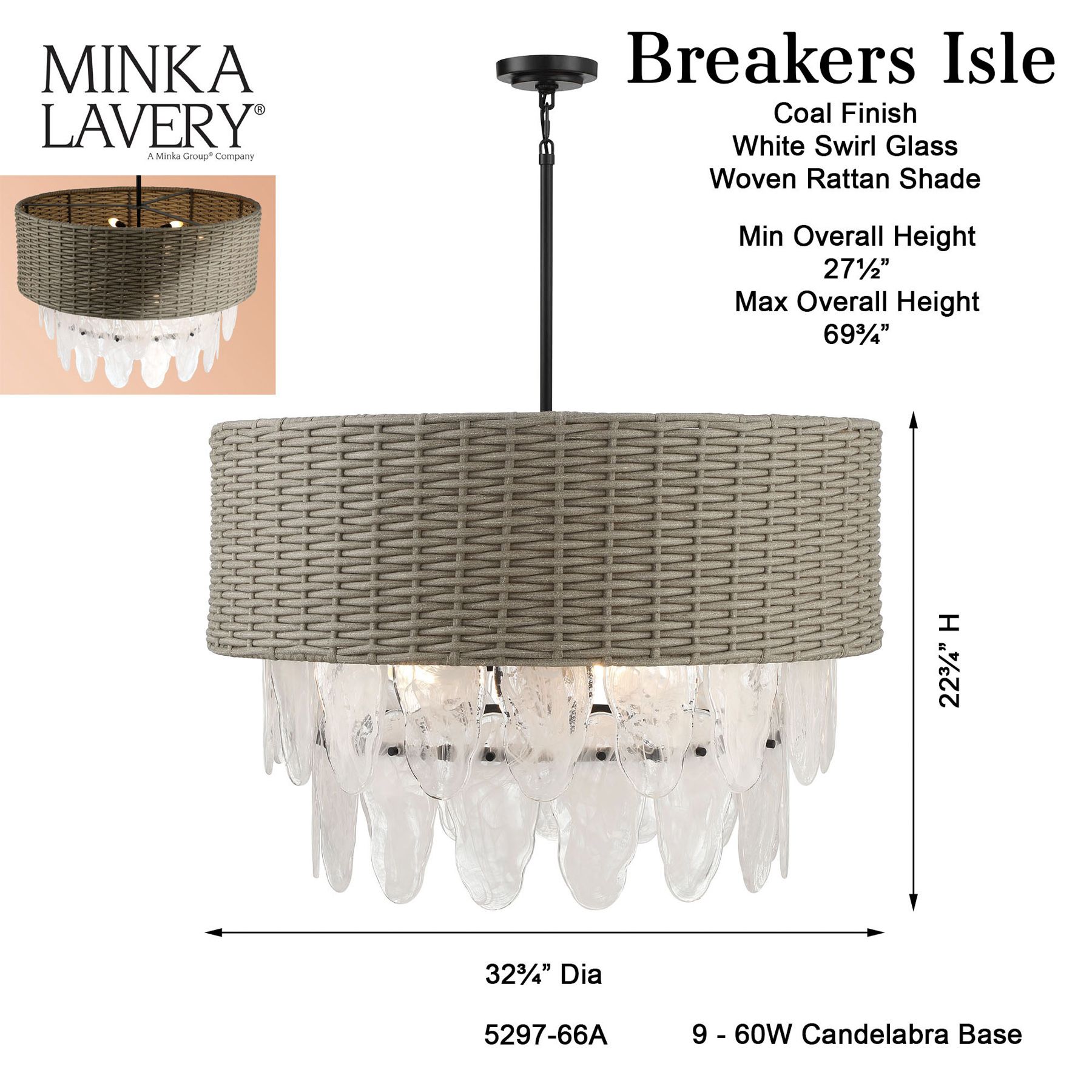 Minka-Lavery Breakers Isle 9-Light Black Pendant