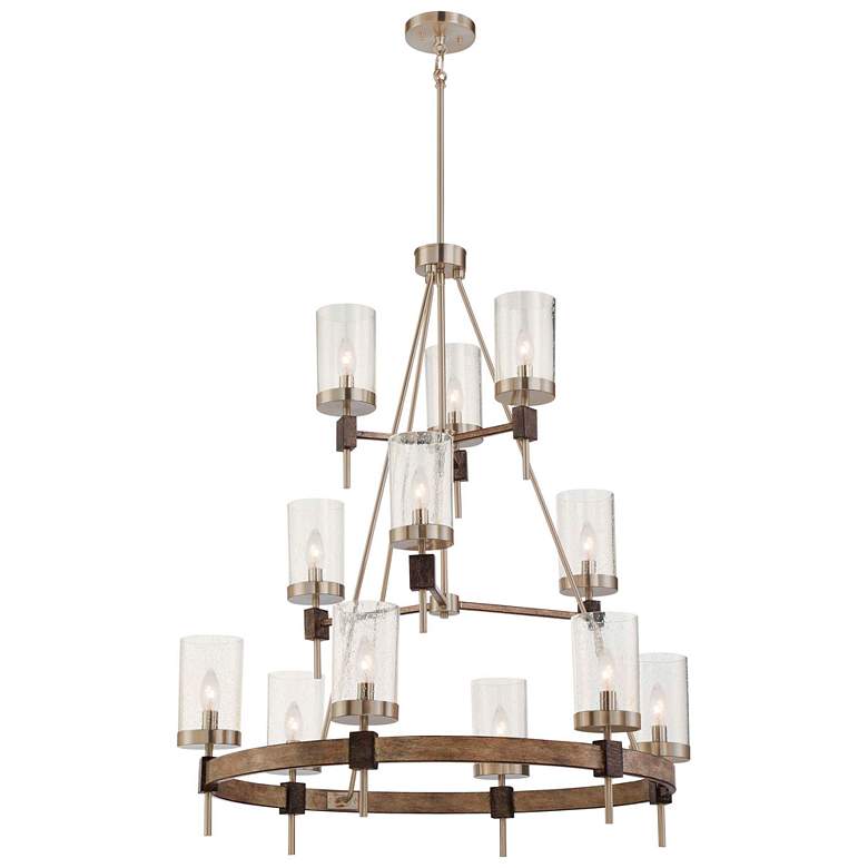Image 1 Minka-Lavery Bridlewood 12-Light Stone Grey and Brushed Nickel Chandelier