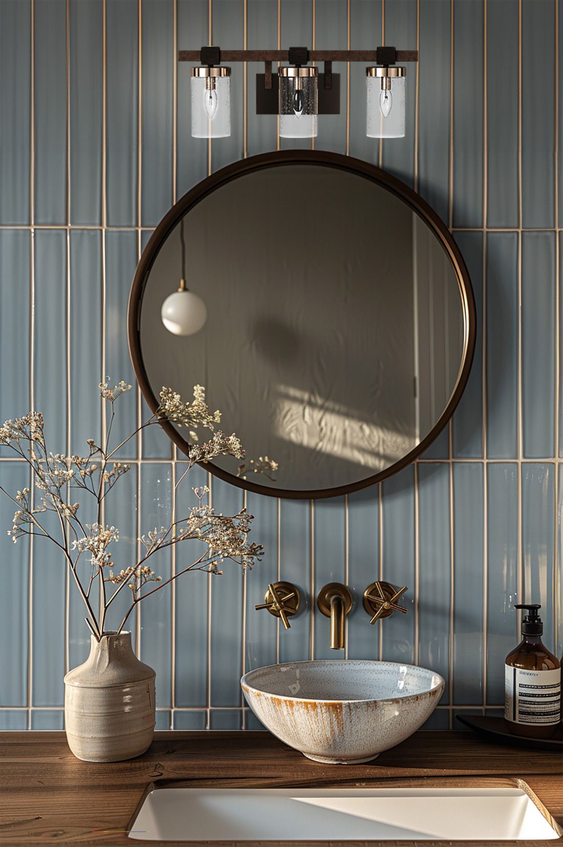 Image 3 Minka-Lavery Bridlewood 3-Light Stone Grey and Brushed Nickel Vanity Light more views