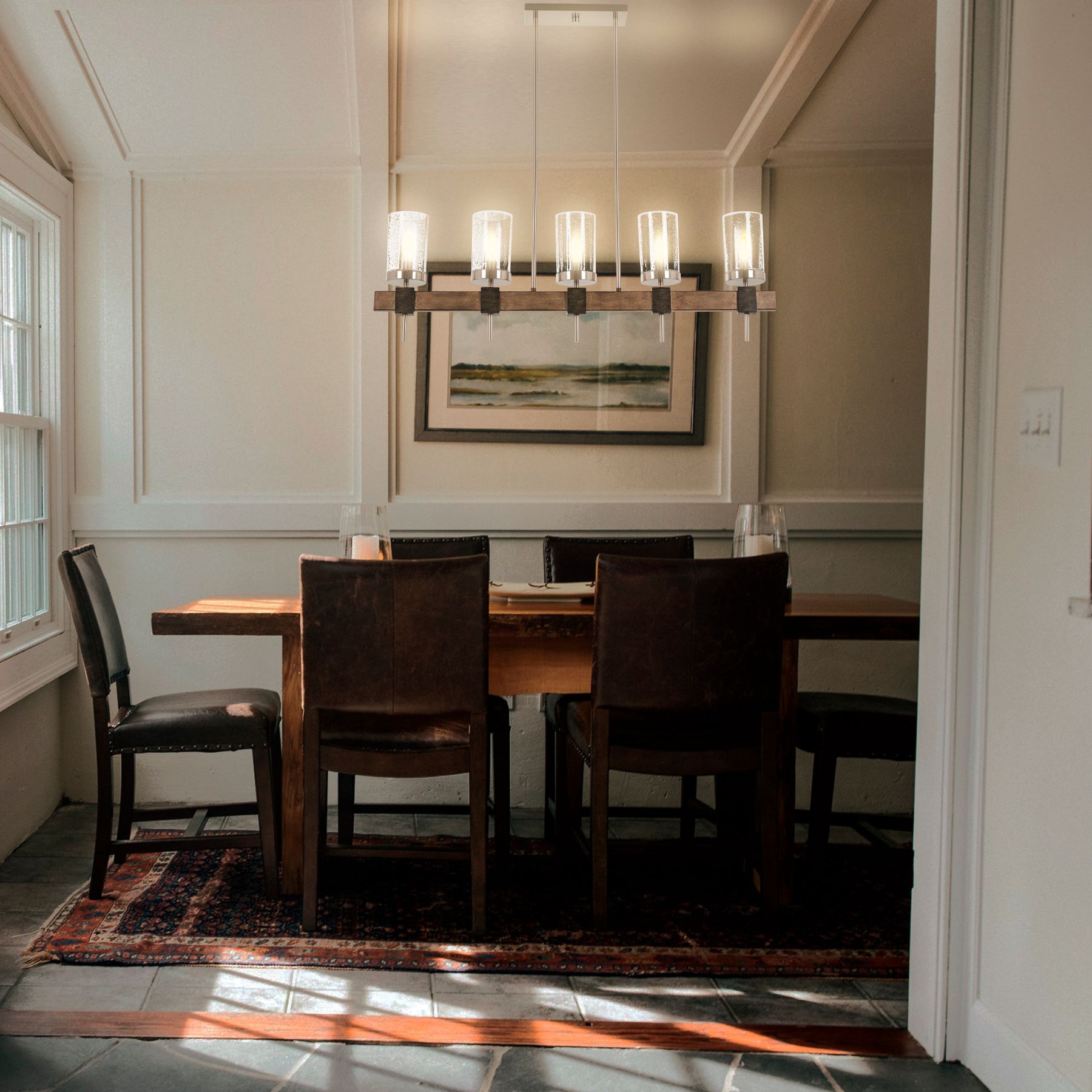 Image 6 Minka-Lavery Bridlewood 5-Lt Stone Grey and Brush Nickel Island Chandelier more views