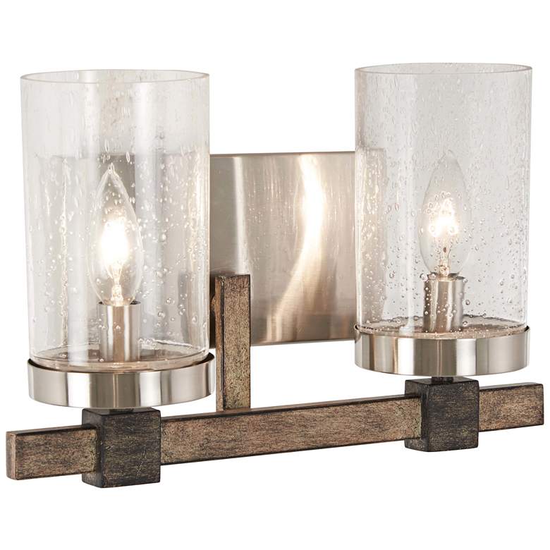 Image 2 Minka Lavery Bridlewood 8 3/4 inch High Brushed Nickel 2-Light Wall Sconce