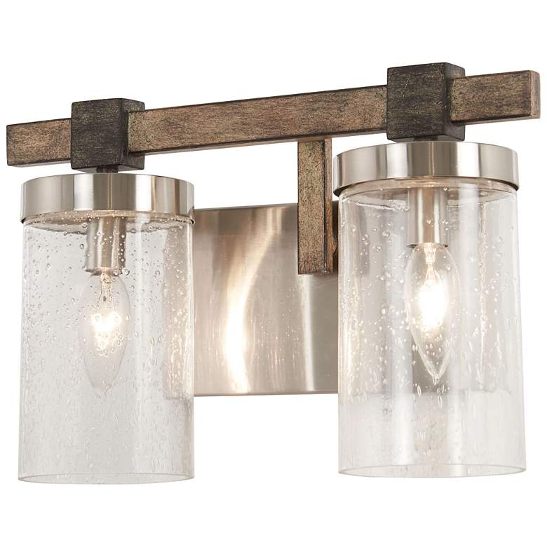 Image 2 Minka Lavery Bridlewood 8 3/4 inch High Brushed Nickel 2-Light Wall Sconce