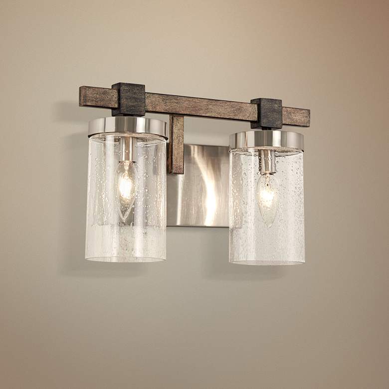 Image 1 Minka Lavery Bridlewood 8 3/4 inch High Brushed Nickel 2-Light Wall Sconce