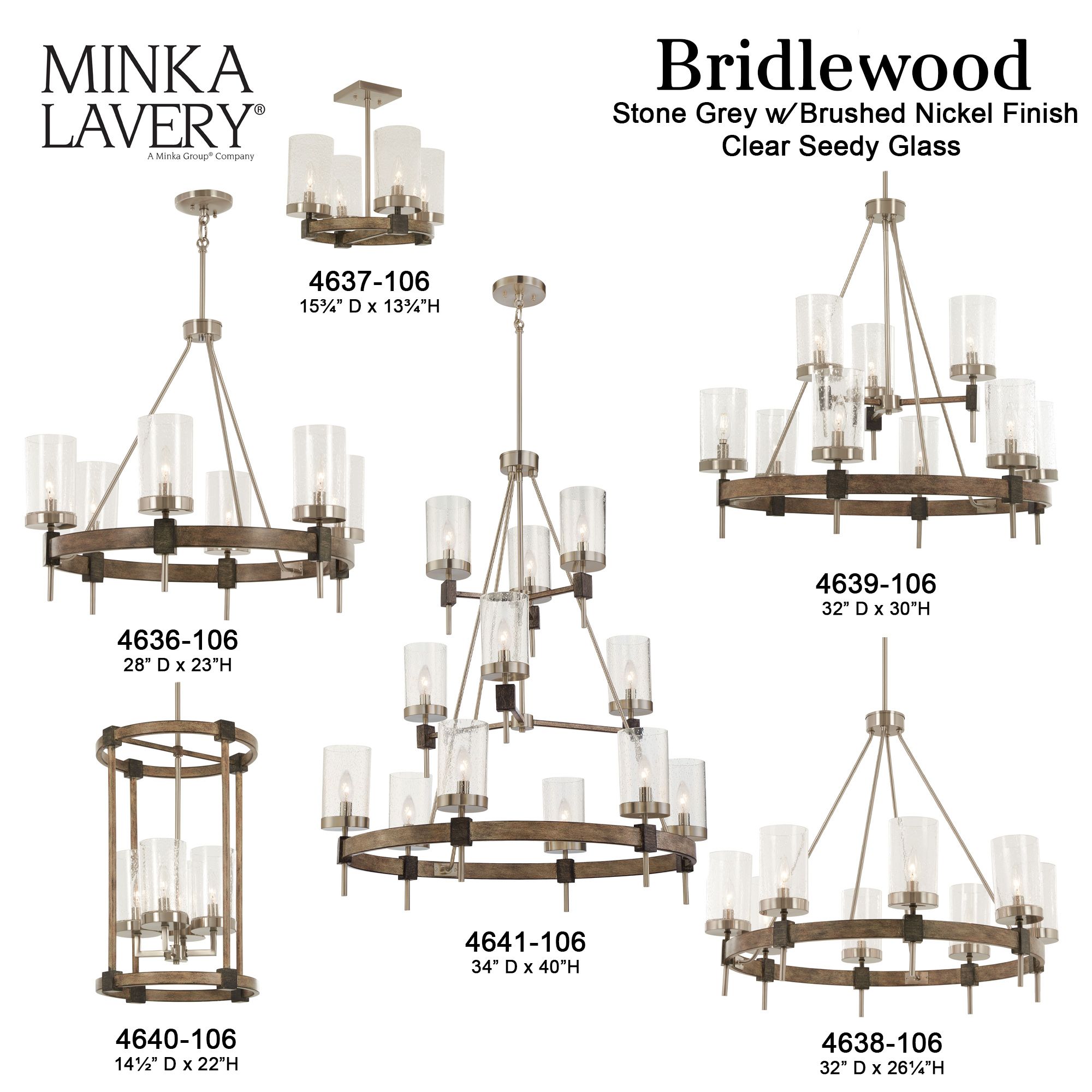 Minka-Lavery Bridlewood 8-Light Stone Grey and Brushed Nickel Chandelier