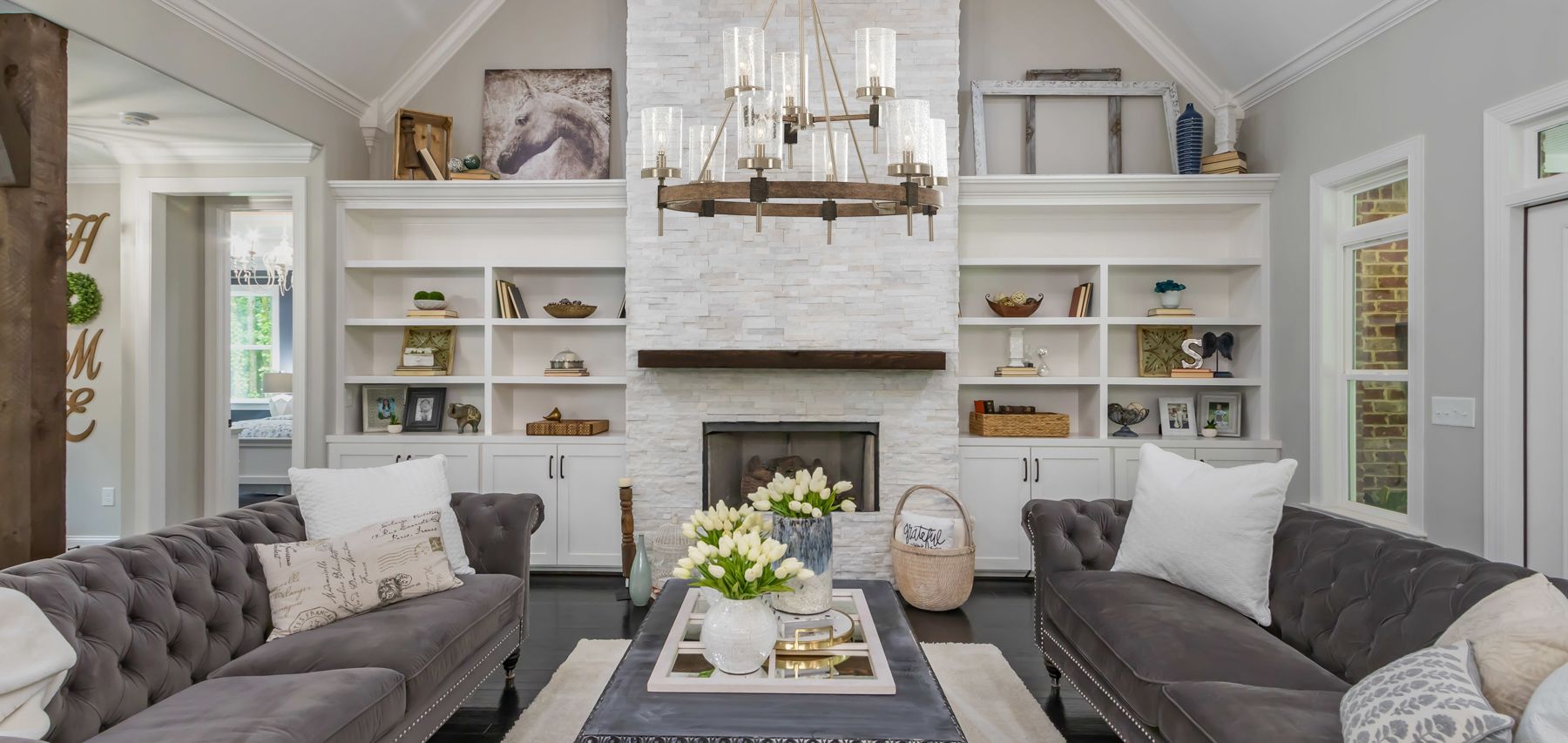 Image 3 Minka-Lavery Bridlewood 9-Light Stone Grey and Brushed Nickel Chandelier more views