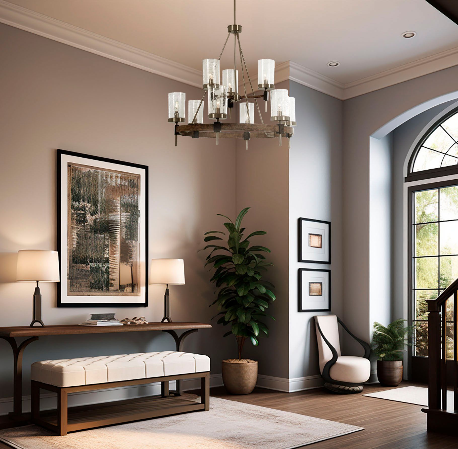 Image 4 Minka-Lavery Bridlewood 9-Light Stone Grey and Brushed Nickel Chandelier more views