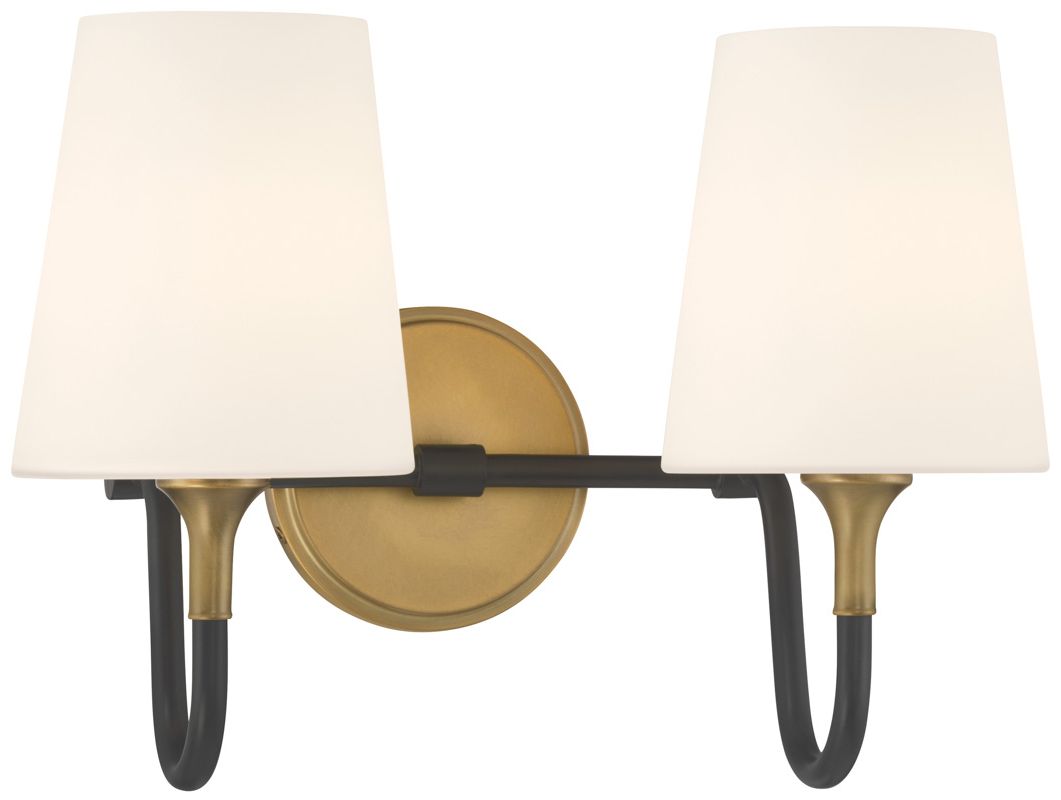 Minka Lavery Brienne 2-Light 15-in Brass and Black Vanity Light with Shades