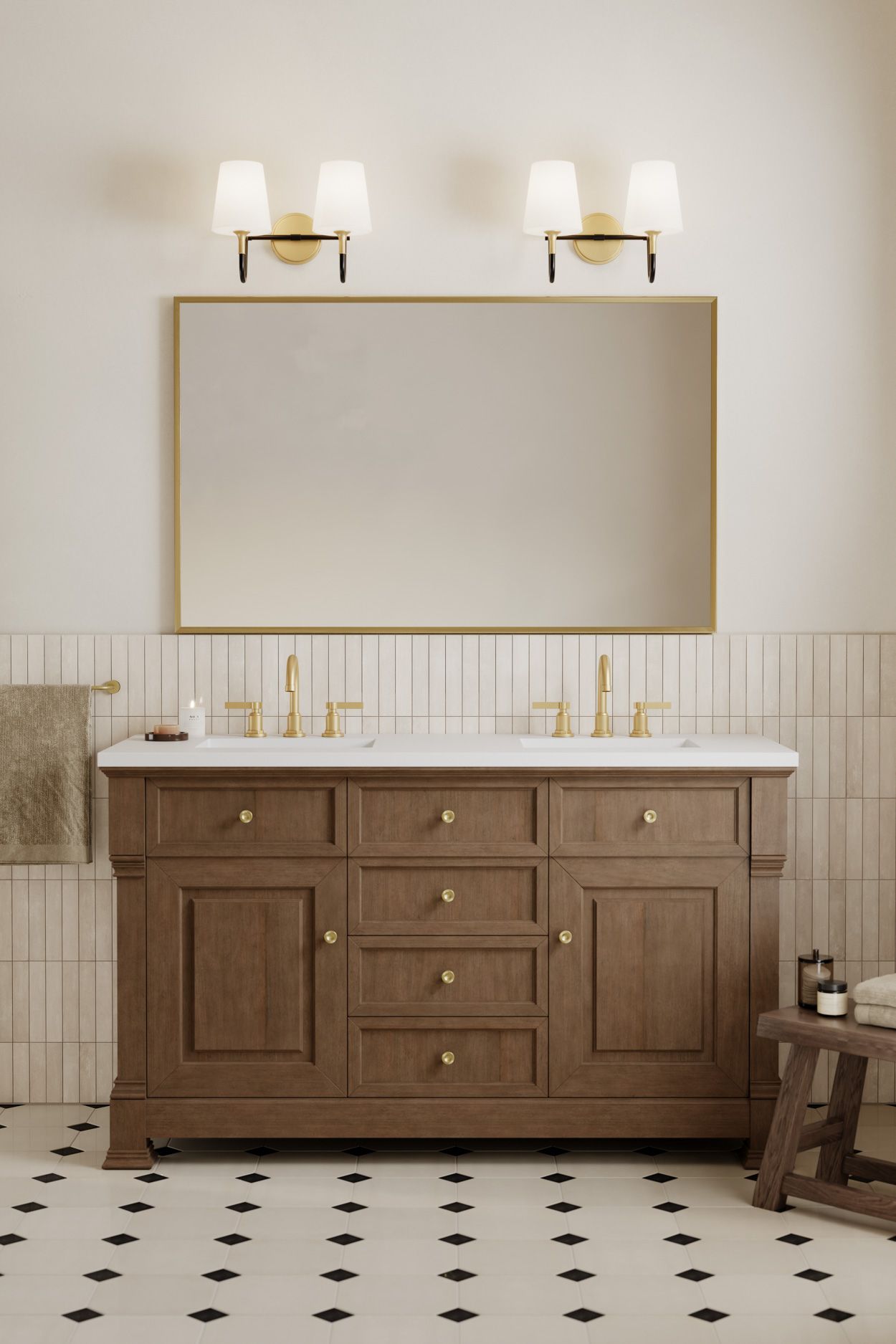Image 3 Minka Lavery Brienne 2-Light 15-in Brass and Black Vanity Light with Shades more views