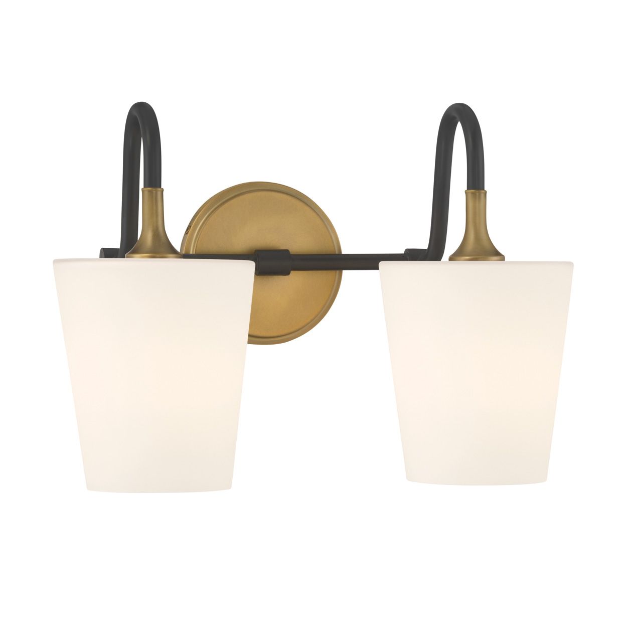 Image 4 Minka Lavery Brienne 2-Light 15-in Brass and Black Vanity Light with Shades more views