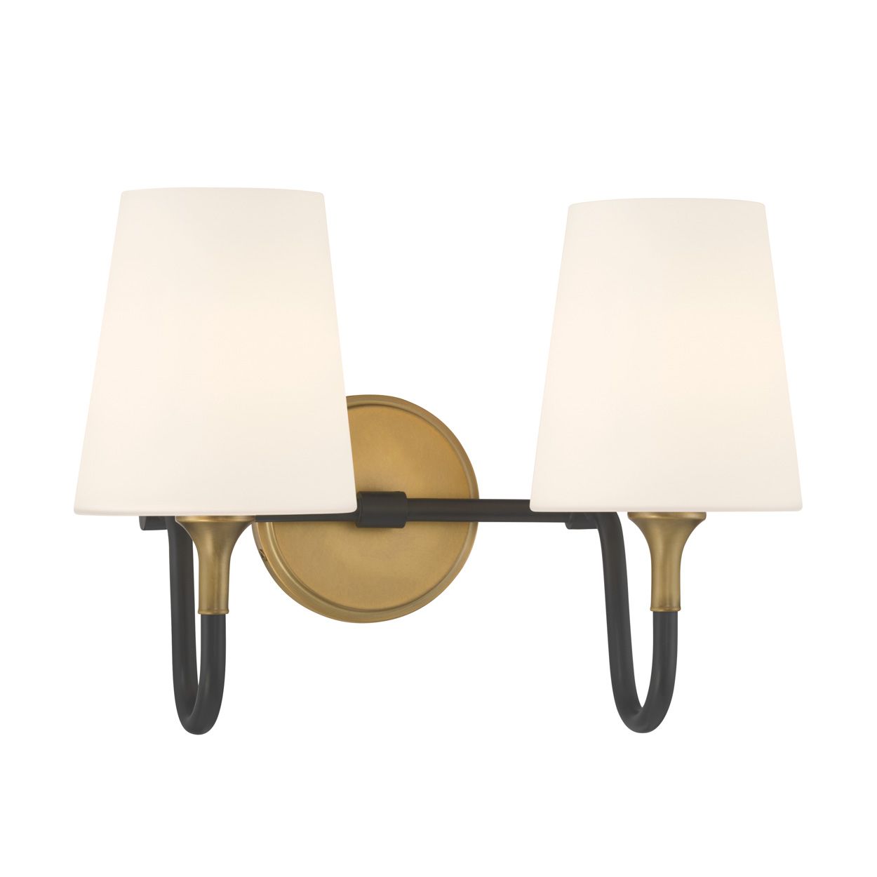 Image 6 Minka Lavery Brienne 2-Light 15-in Brass and Black Vanity Light with Shades more views
