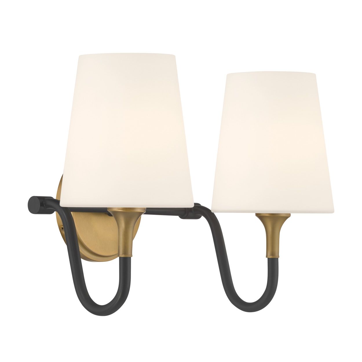 Image 7 Minka Lavery Brienne 2-Light 15-in Brass and Black Vanity Light with Shades more views