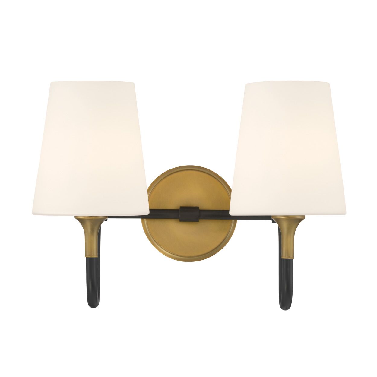 Minka Lavery Brienne 2-Light 15-in Brass and Black Vanity Light with Shades