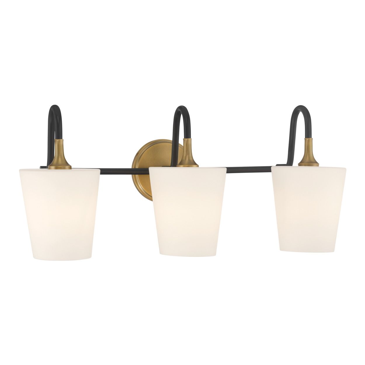 Image 3 Minka Lavery Brienne 3-Light 23-in Brass and Black Vanity Light with Shades more views