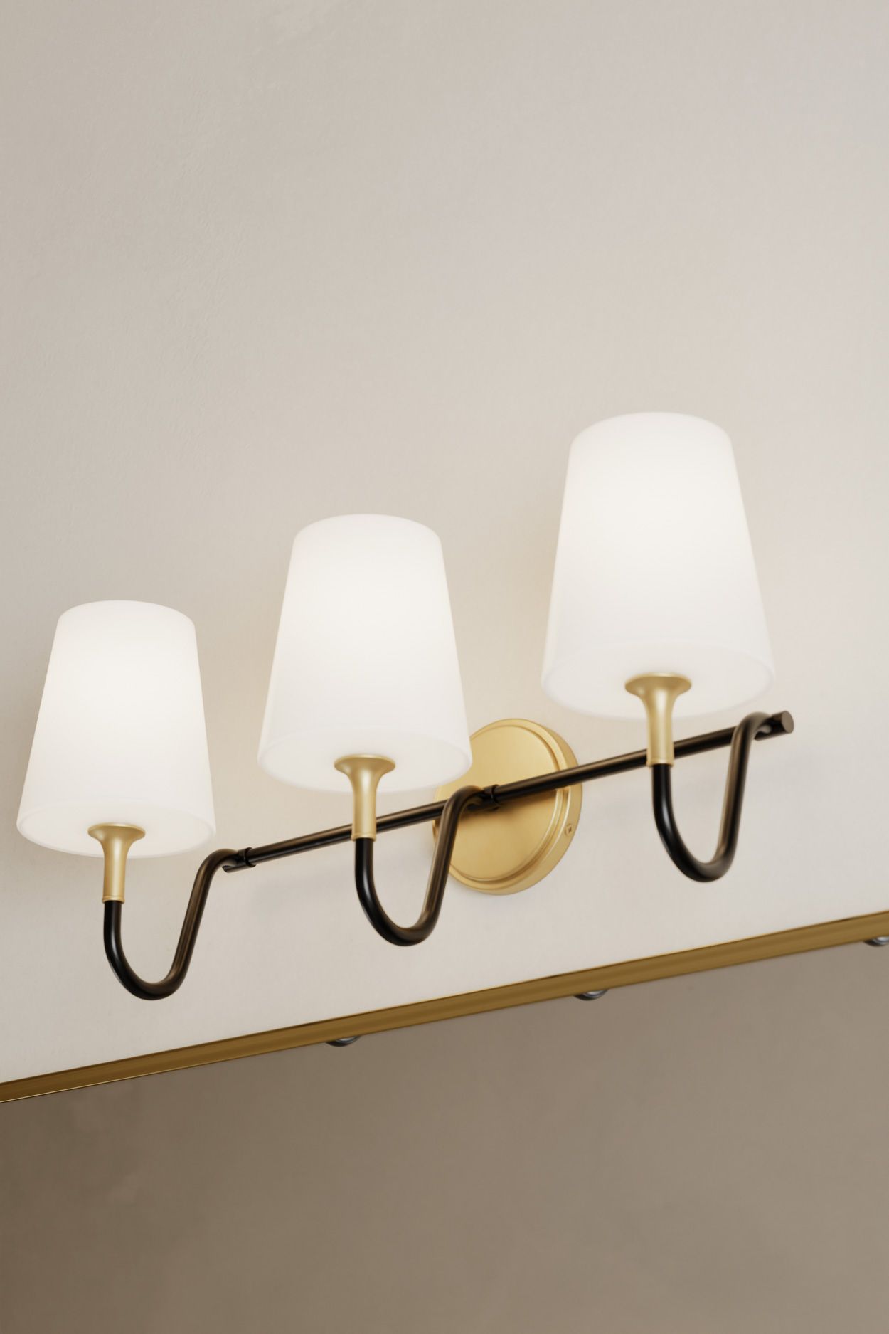 Image 4 Minka Lavery Brienne 3-Light 23-in Brass and Black Vanity Light with Shades more views