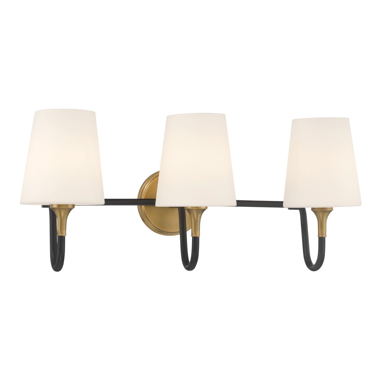 Image 5 Minka Lavery Brienne 3-Light 23-in Brass and Black Vanity Light with Shades more views