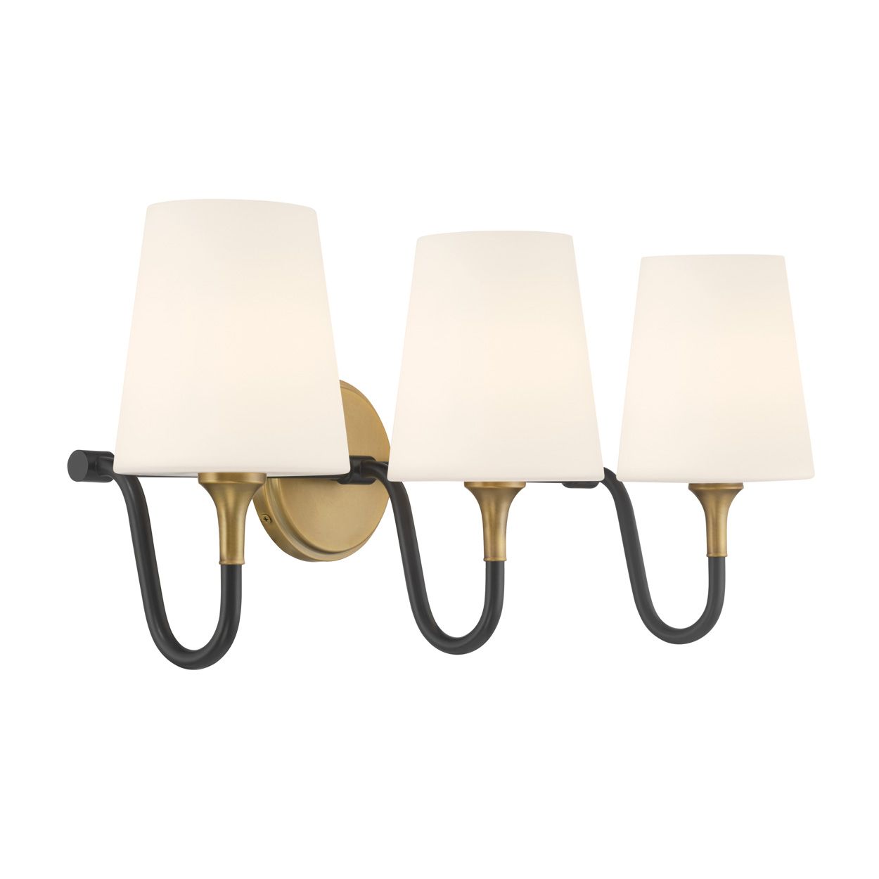 Image 6 Minka Lavery Brienne 3-Light 23-in Brass and Black Vanity Light with Shades more views
