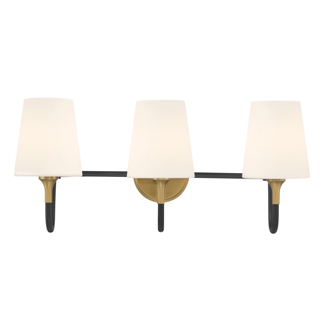 Image 7 Minka Lavery Brienne 3-Light 23-in Brass and Black Vanity Light with Shades more views