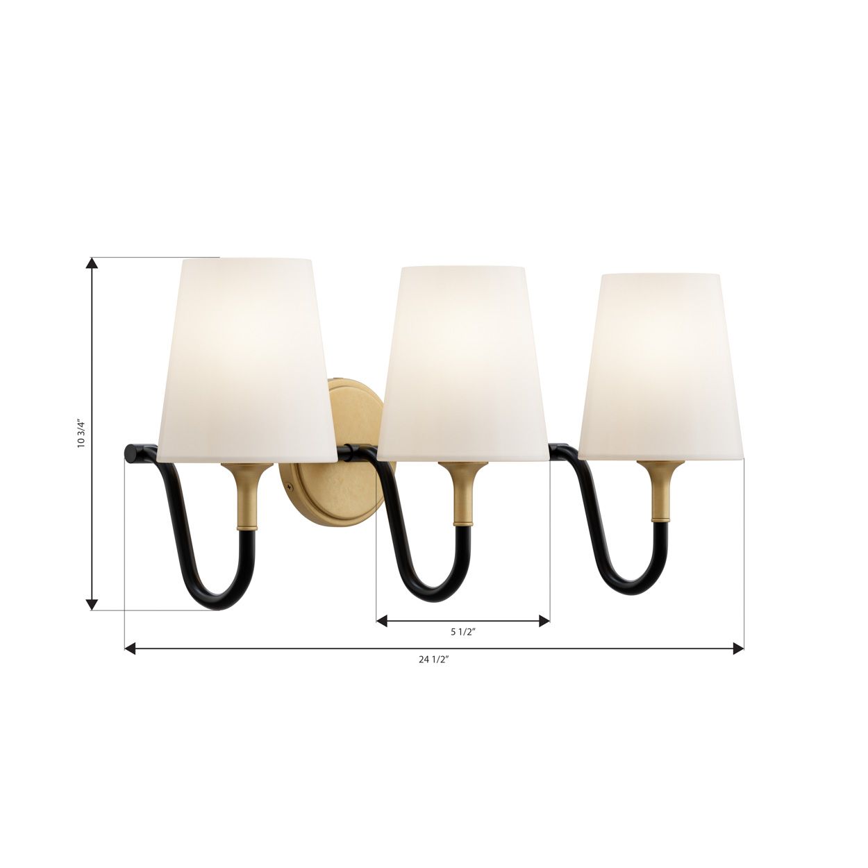Minka Lavery Brienne 3-Light 23-in Brass and Black Vanity Light with Shades
