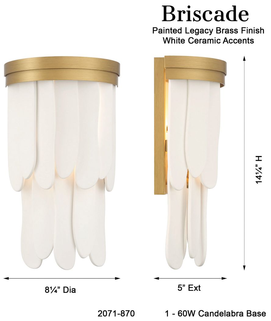 Minka-Lavery Briscade 1-Light 8.25-in Painted Legacy Brass Wall Sconce