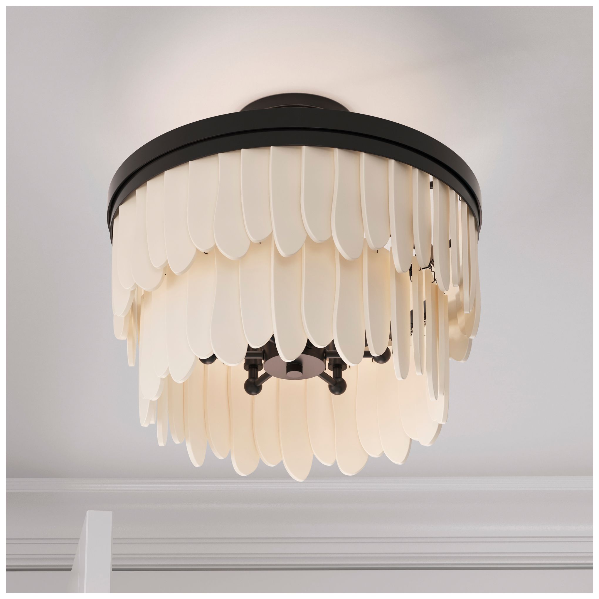 Image 2 Minka-Lavery Briscade 6-Lt 18-in Semi-Flush Mount - Dark Bronze and White more views