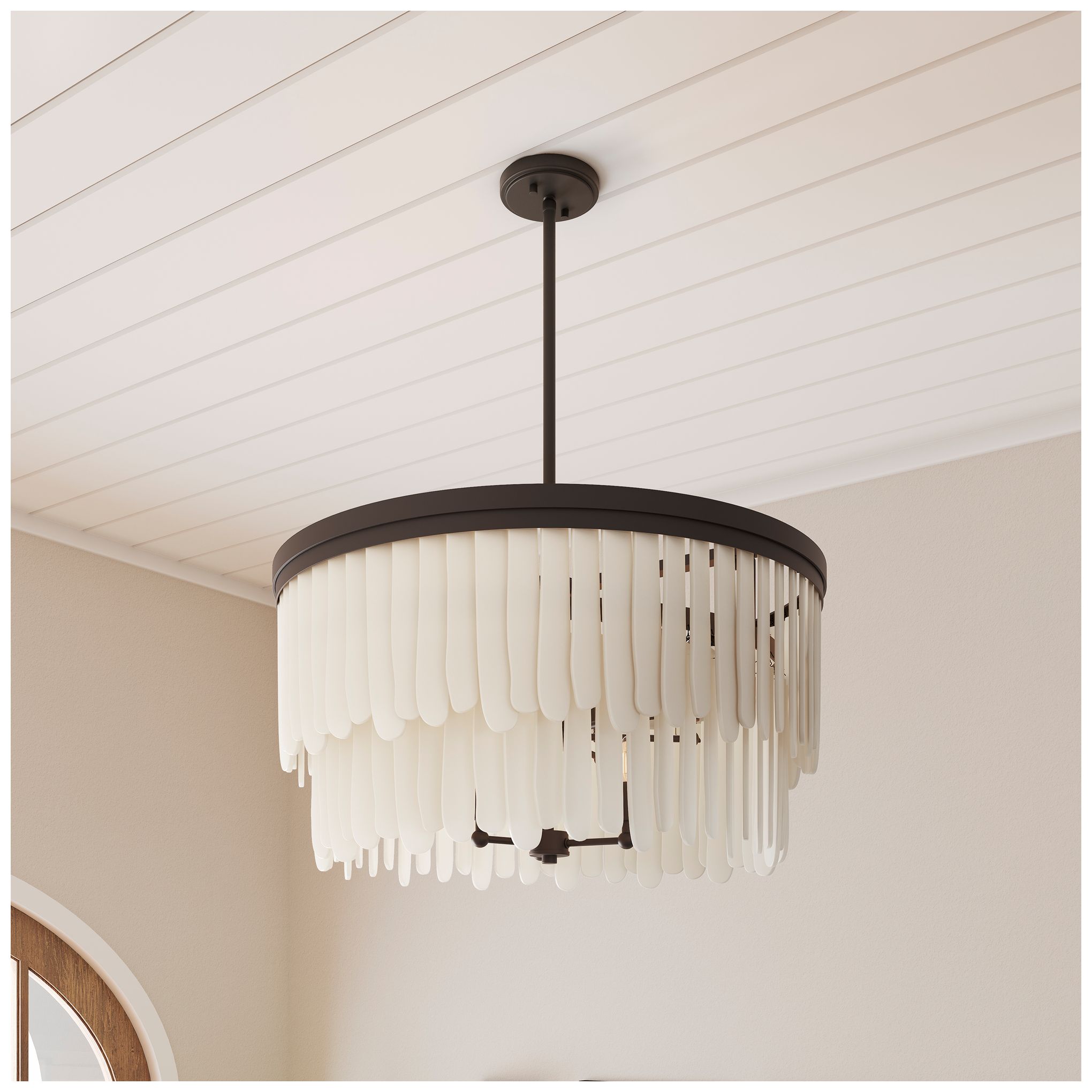 Image 2 Minka-Lavery Briscade 9-Light 28-in Pendant - Dark Bronze and White more views