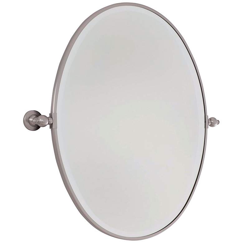 Image 2 Minka Lavery Brushed Nickel 25 inch x 24 1/2 inch Oval Wall Mirror more views