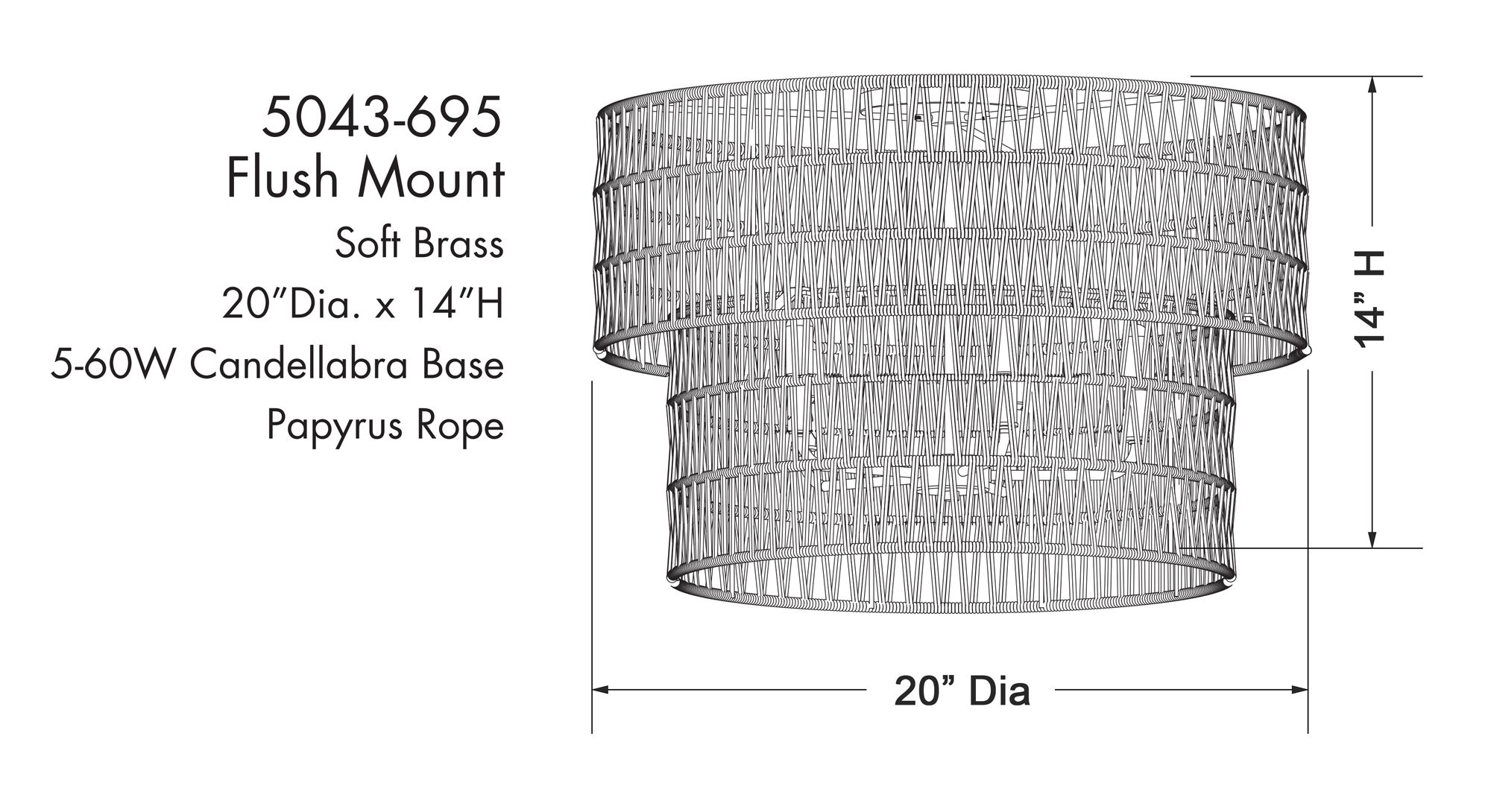 Image 4 Minka-Lavery Bungalow Heaven 5-Light Soft Brass Flush Mount with Rope Shade more views
