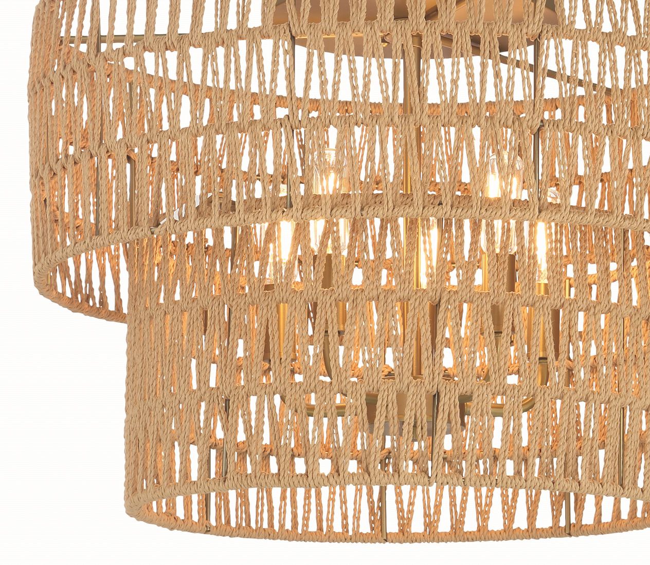Image 5 Minka-Lavery Bungalow Heaven 5-Light Soft Brass Flush Mount with Rope Shade more views