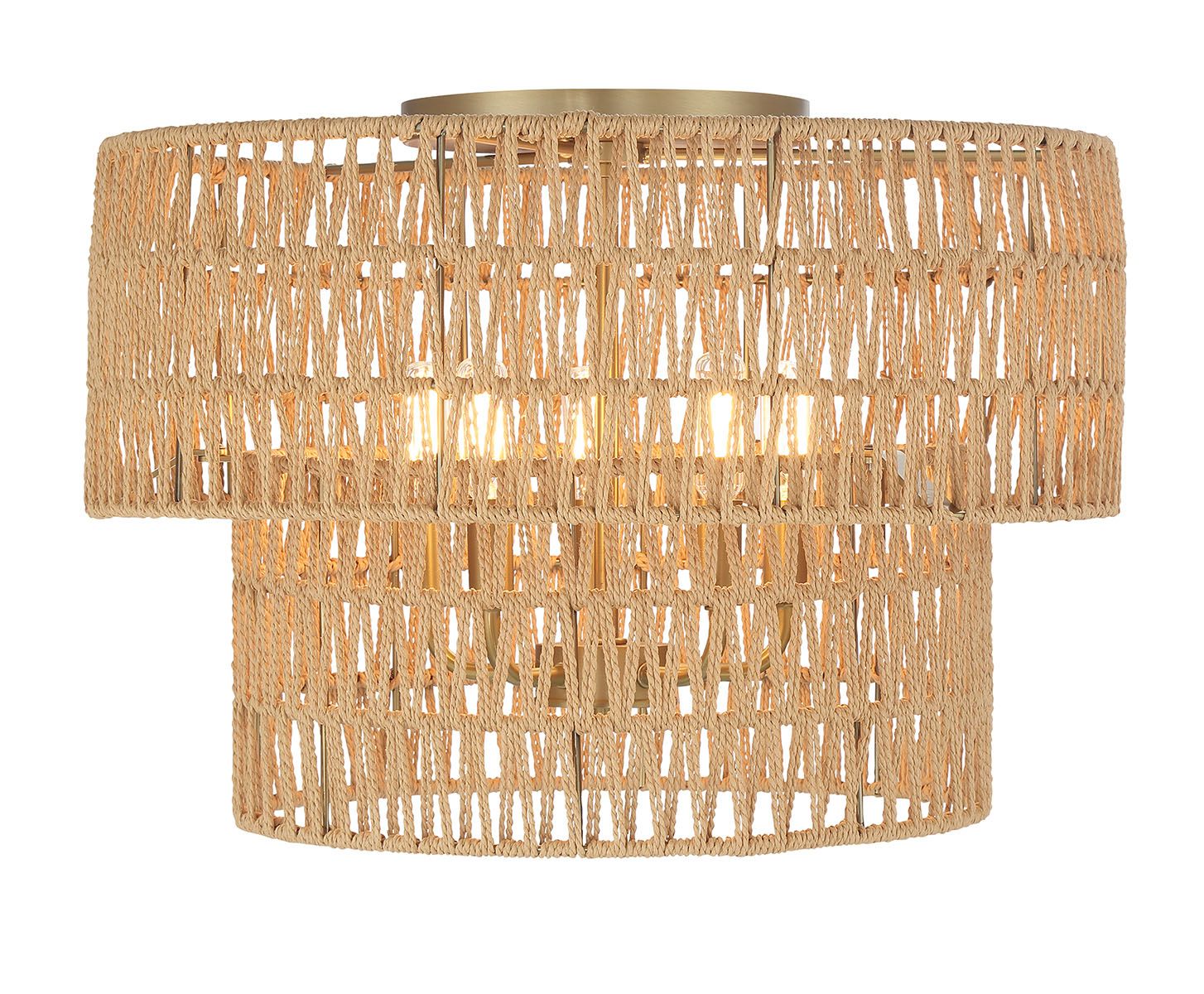 Image 7 Minka-Lavery Bungalow Heaven 5-Light Soft Brass Flush Mount with Rope Shade more views