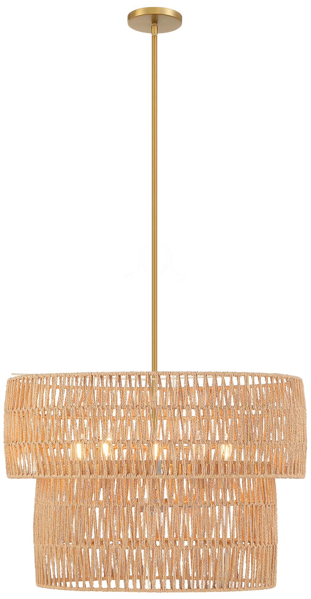 Image 2 Minka-Lavery Bungalow Heaven 5-Light Soft Brass Pendant with Rope Shade