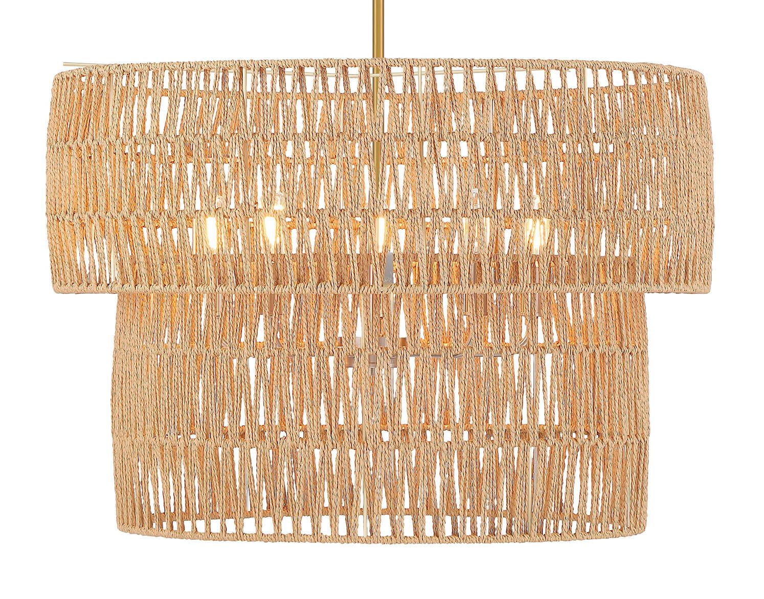 Image 6 Minka-Lavery Bungalow Heaven 5-Light Soft Brass Pendant with Rope Shade more views