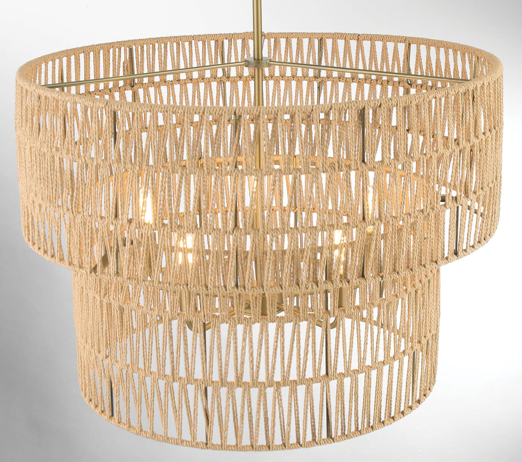 Minka-Lavery Bungalow Heaven 5-Light Soft Brass Pendant with Rope Shade