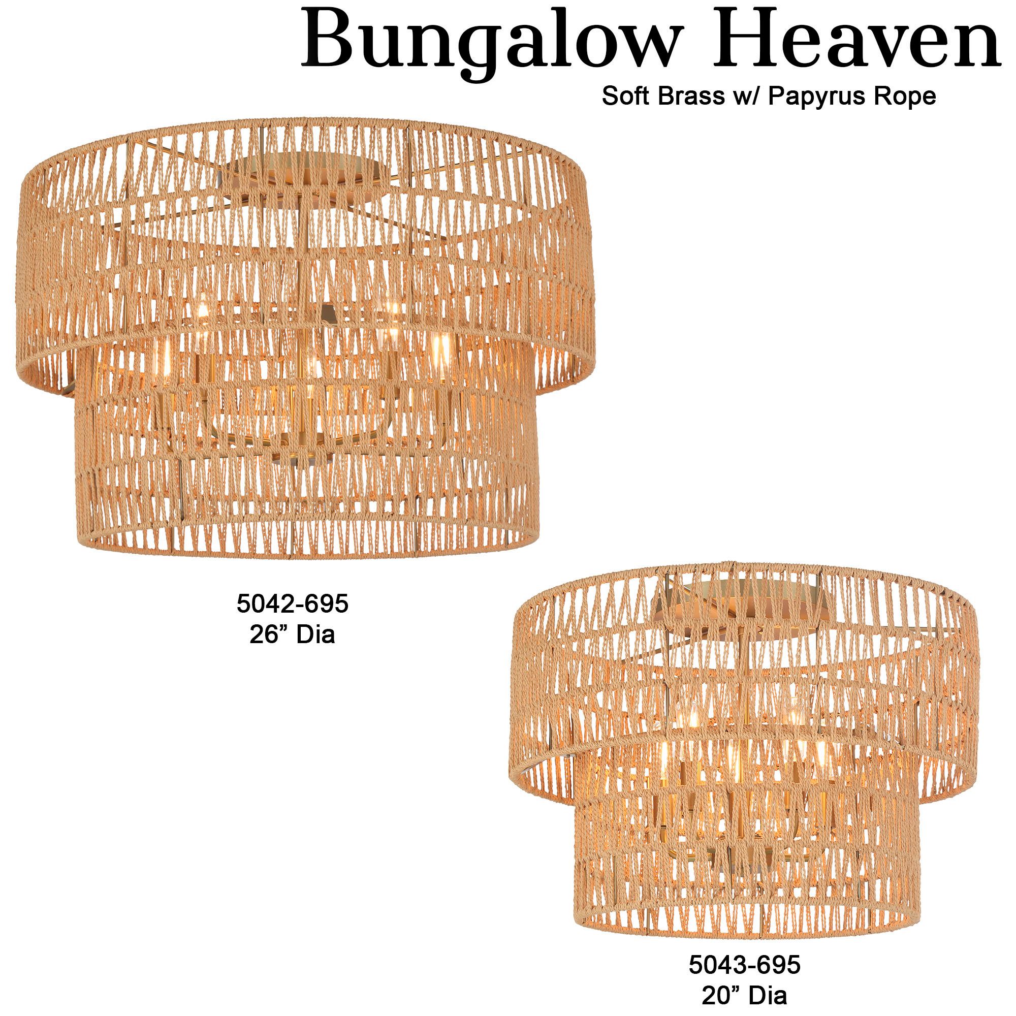 Minka-Lavery Bungalow Heaven 5-Light Soft Brass Pendant with Rope Shade