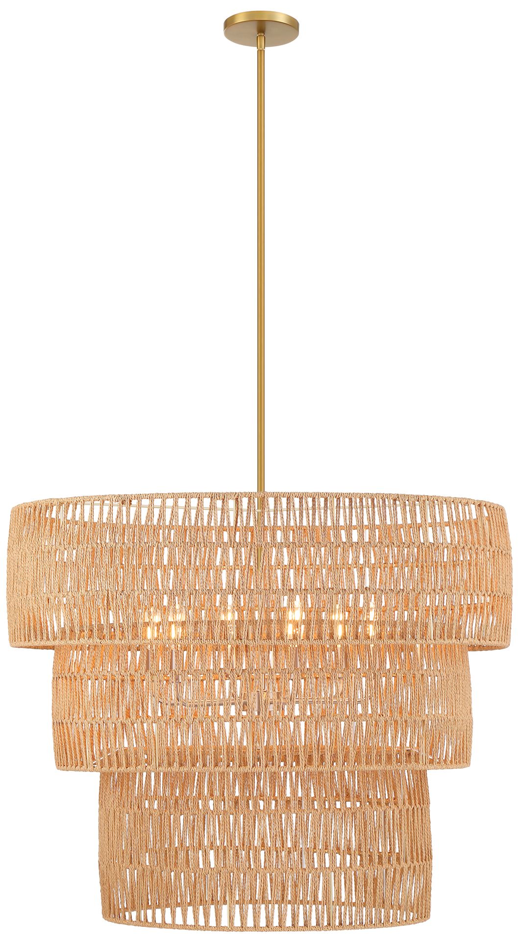 Minka-Lavery Bungalow Heaven 6-Light Soft Brass Pendant with Rope Shade