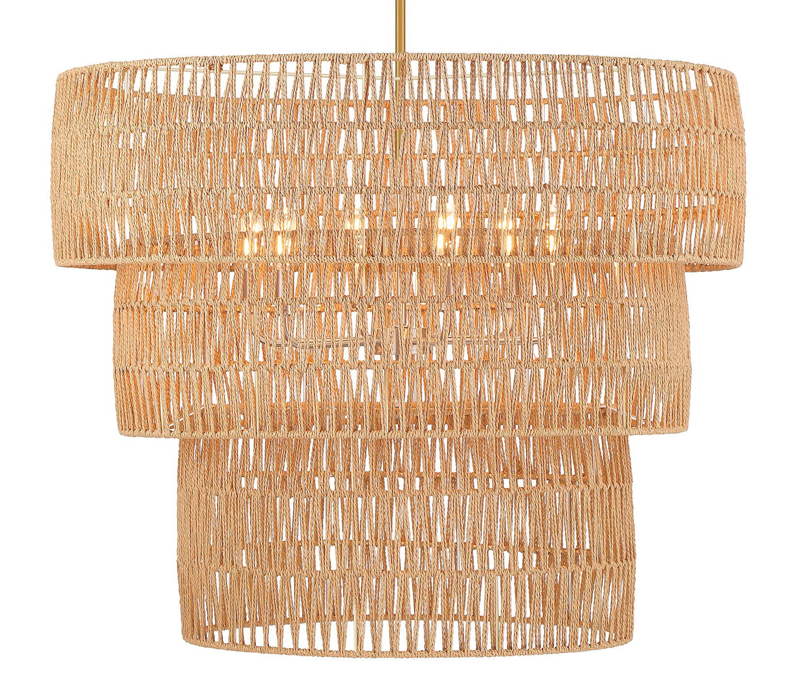 Image 2 Minka-Lavery Bungalow Heaven 6-Light Soft Brass Pendant with Rope Shade more views