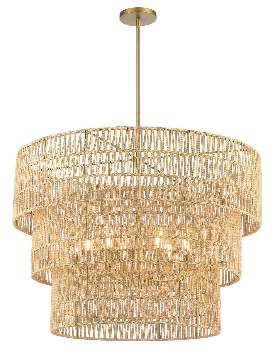 Image 4 Minka-Lavery Bungalow Heaven 6-Light Soft Brass Pendant with Rope Shade more views