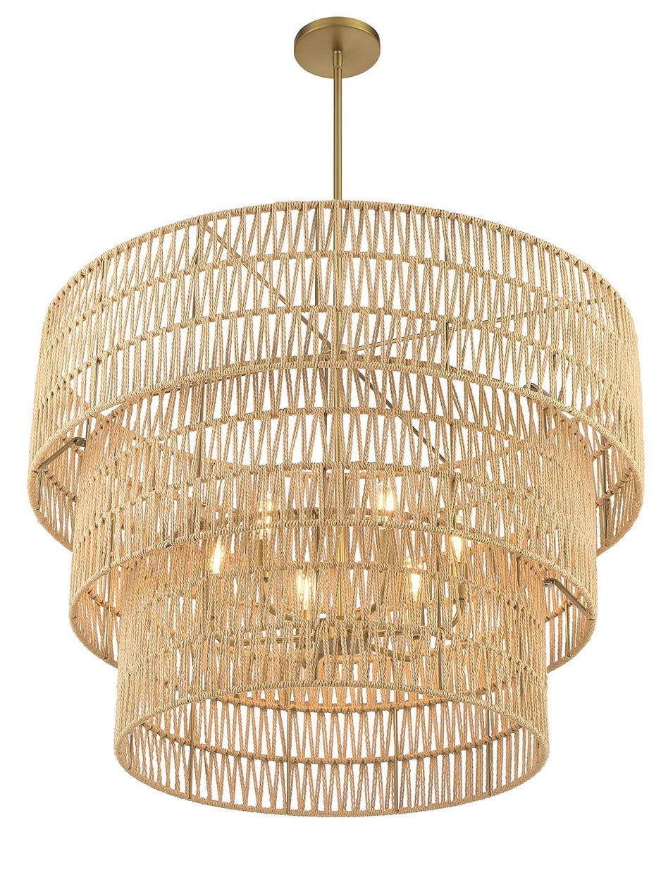 Image 5 Minka-Lavery Bungalow Heaven 6-Light Soft Brass Pendant with Rope Shade more views