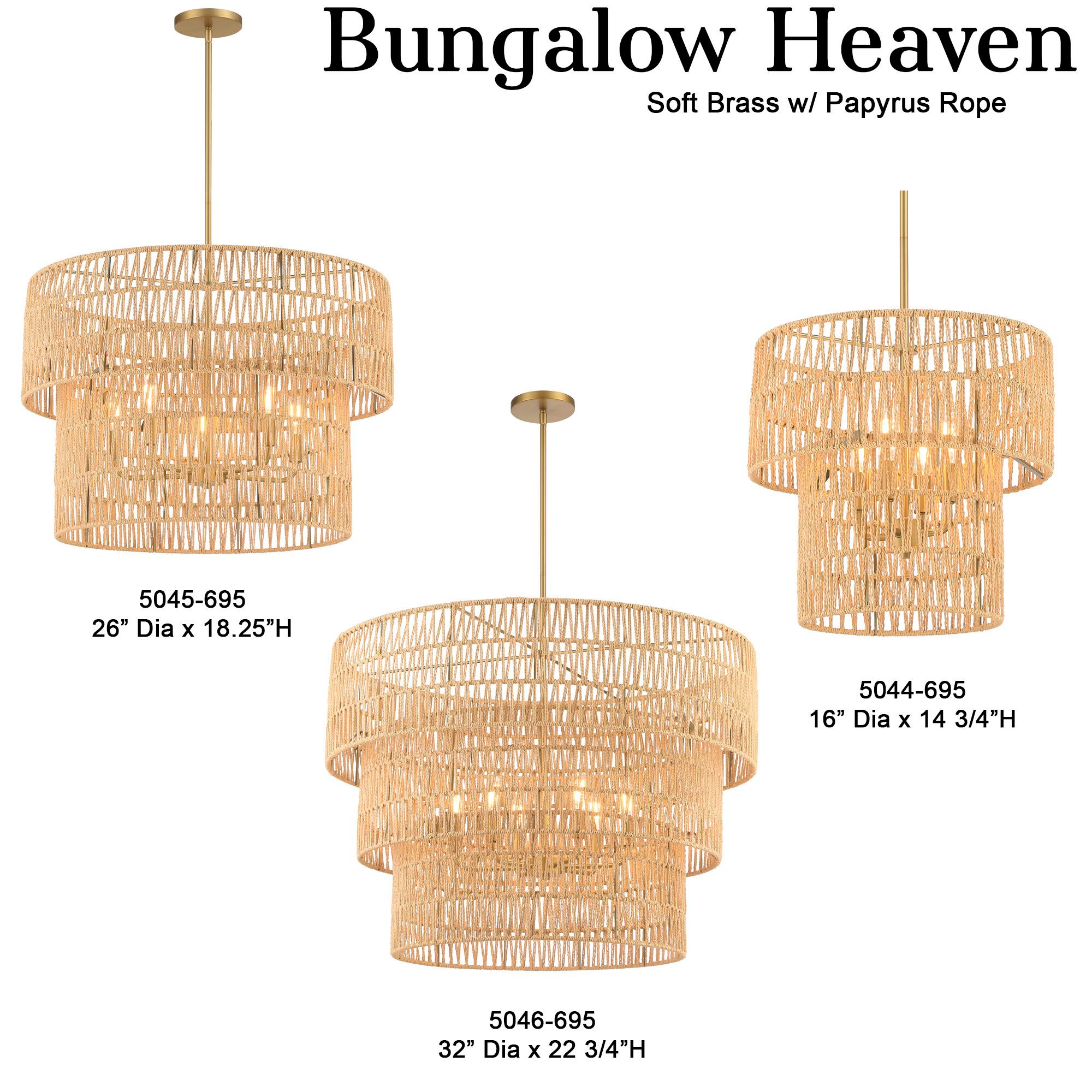 Minka-Lavery Bungalow Heaven 6-Light Soft Brass Pendant with Rope Shade