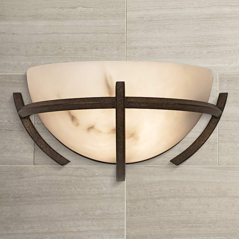 Image 1 Minka Lavery Calavera 6 1/2" Nutmeg and Alabaster Glass Wall Sconce