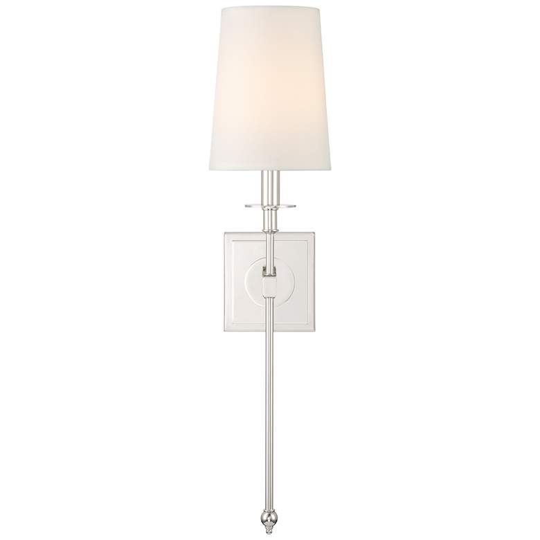 Image 1 Minka Lavery Calera 1-Light 5.5-in Nickel Wall Sconce with Fabric Shades