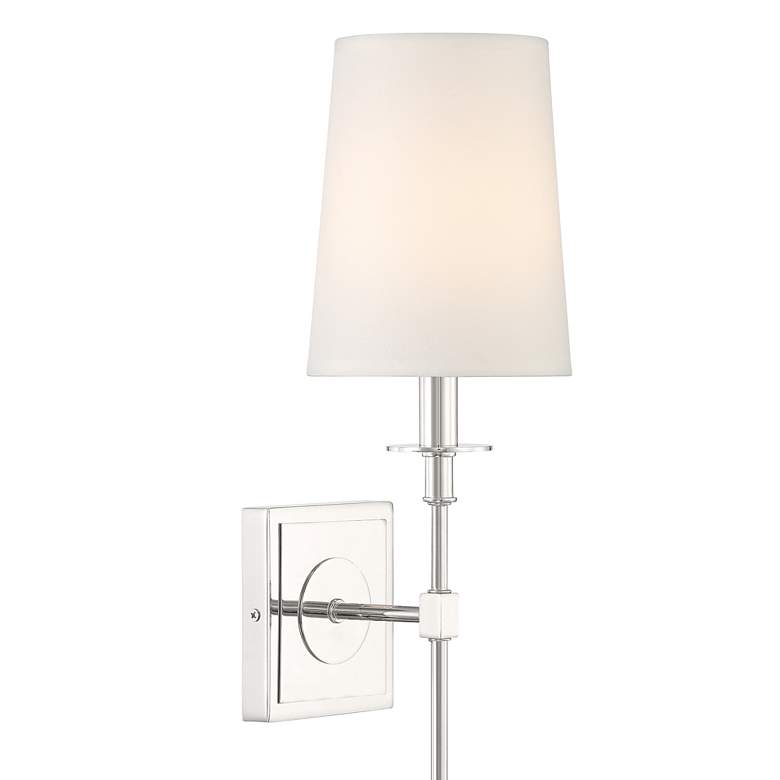 Image 2 Minka Lavery Calera 1-Light 5.5-in Nickel Wall Sconce with Fabric Shades more views