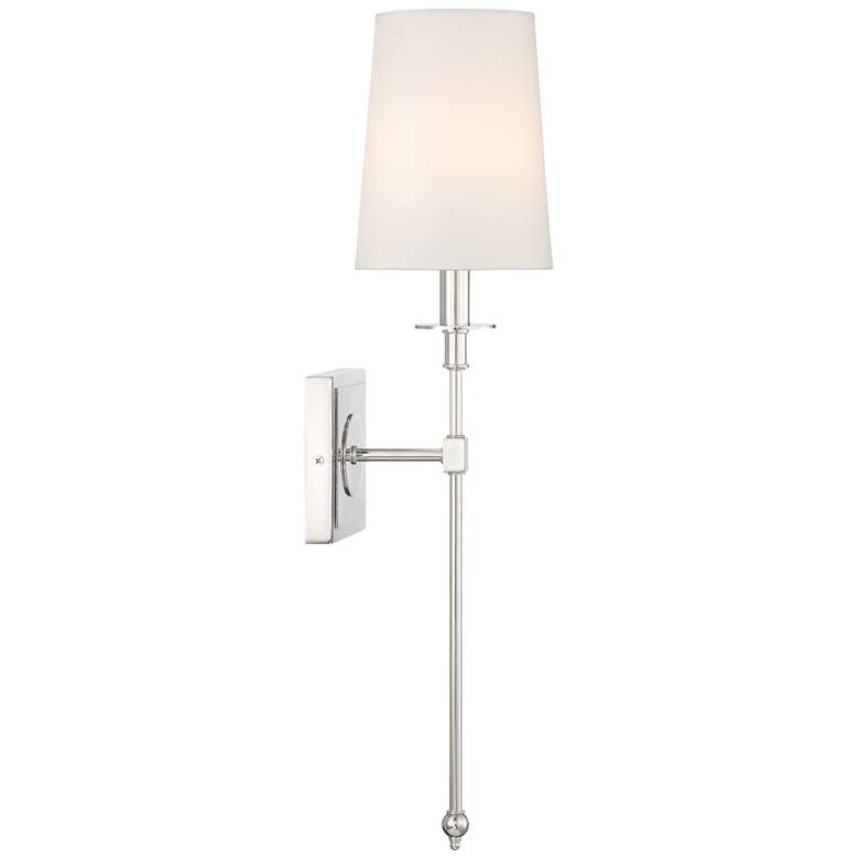 Image 4 Minka Lavery Calera 1-Light 5.5-in Nickel Wall Sconce with Fabric Shades more views