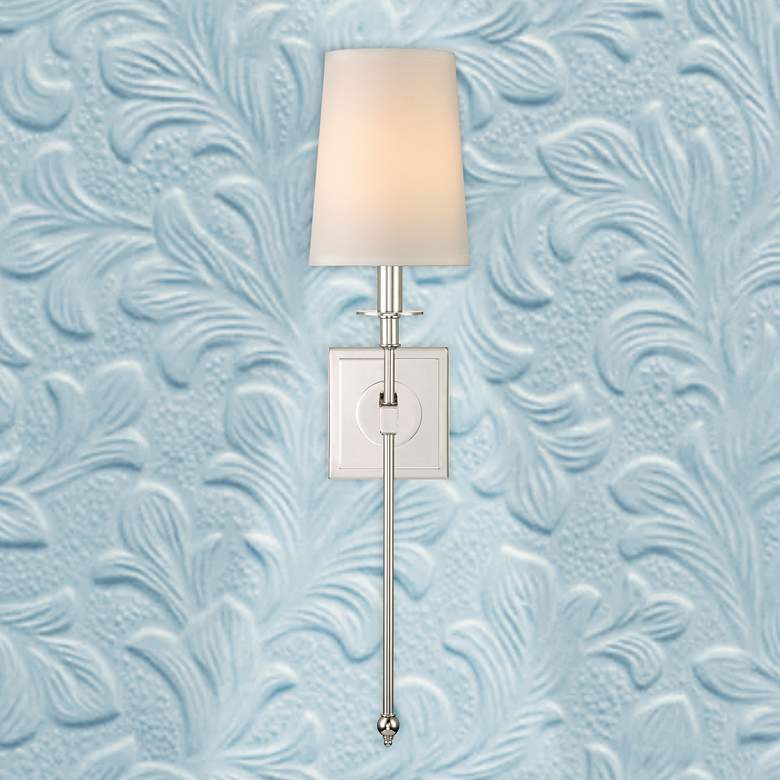 Image 5 Minka Lavery Calera 1-Light 5.5-in Nickel Wall Sconce with Fabric Shades more views